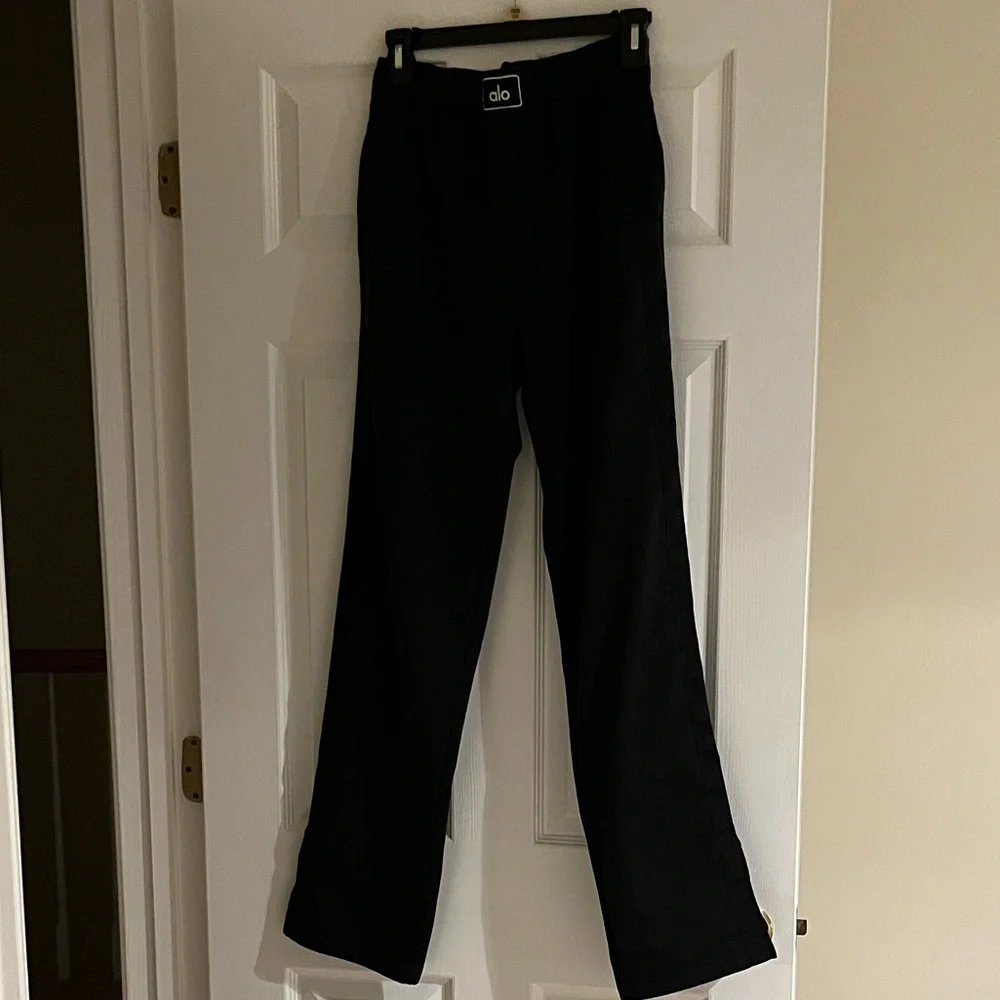 ALO Yoga Black Relaxed Slit Pants - Picture 2 of 7